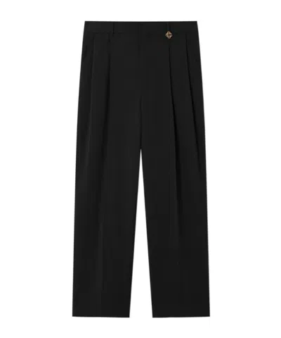 Casablanca Pleated Straight Leg Trousers In Black