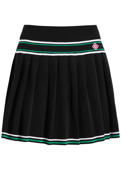 Casablanca Stripe Pleated Skirt In Black