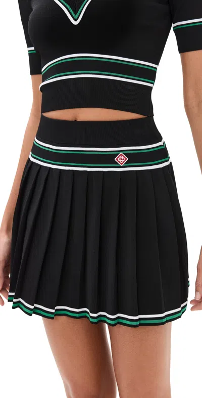 Casablanca Pleated Stripe Skirt Black