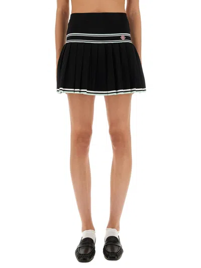 CASABLANCA PLEATED VISCOSE MINISKIRT