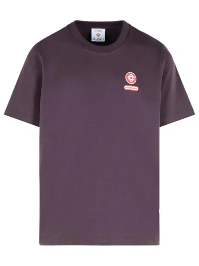 Casablanca Plum Cotton T-shirt Crew Neck In Pink