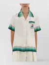Casablanca White Montagne Ondulee Silk Short Sleeve Shirt In White