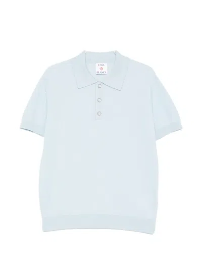Casablanca Pointelle Monogram Polo In Blue
