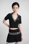Casablanca Viscose V-neck Polo Shirt In Black
