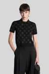 Casablanca Knitted Polo Shirt With Monogram Pattern In Black