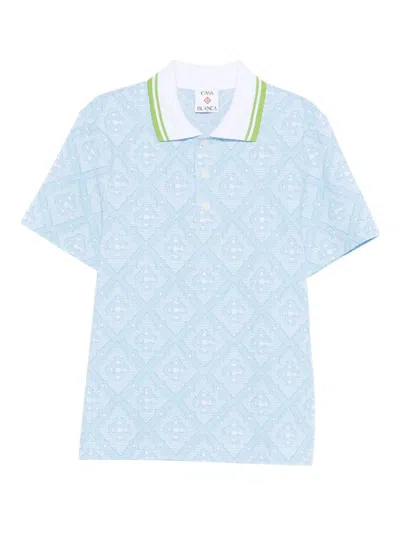 Casablanca Polo Blanc Jacquard In Blue