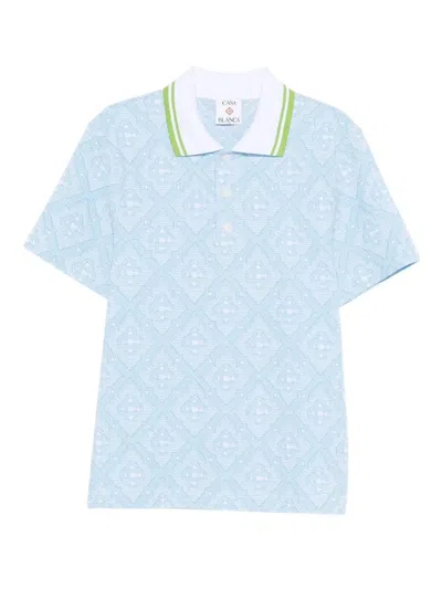Casablanca Polo Blanc Jacquard In Blue