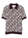 Casablanca Monogram Knit Short-sleeved Polo T-shirt In Purple
