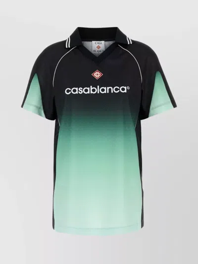 Casablanca Polo Collar Gradient Design Short Sleeves T-shirt In Green