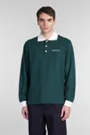 Casablanca Green Polo Shirt With Classic Collar And Logo Lettering On The Front In Green