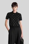 Casablanca Knitted Polo Shirt With Monogram Pattern In Black