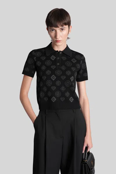 CASABLANCA POLO IN BLACK VISCOSE