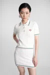 Casablanca Textured Cotton Polo Shirt With Contrast Collar In White