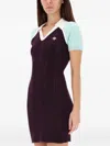Casablanca Fitted Mini Dress In Ribbed Merino Wool With Contrast Collar In Purple