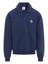 Casablanca Ribbed Neckline Sweatshirt With Cuffs And Hem In Blue