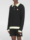 Casablanca Men Black Polo Shirt With Classic Collar And Logo Patch On The Front In Cotton Blend Man In Black
