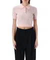 Casablanca Womens Pink Crystal-embellished Monogram Wool Polo Shirt In Pink