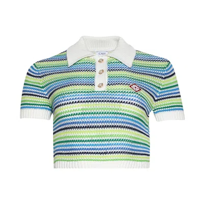 Pre-owned Casablanca Polo Shirt 'stripe' | Multi-color | Women's Size Xs