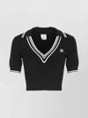 Casablanca Viscose V-neck Polo Shirt In Black