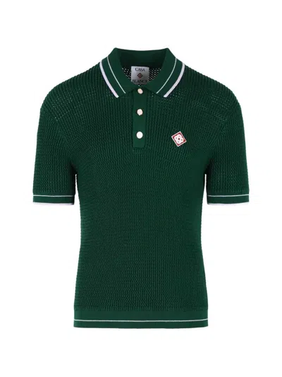 Casablanca Mock Mini Crochet Polo In Green