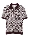Casablanca Monogram Knit Short-sleeved Polo T-shirt In Purple