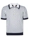 Casablanca White Polo With Classic Collar And All-over Logo Motif In Cotton Man