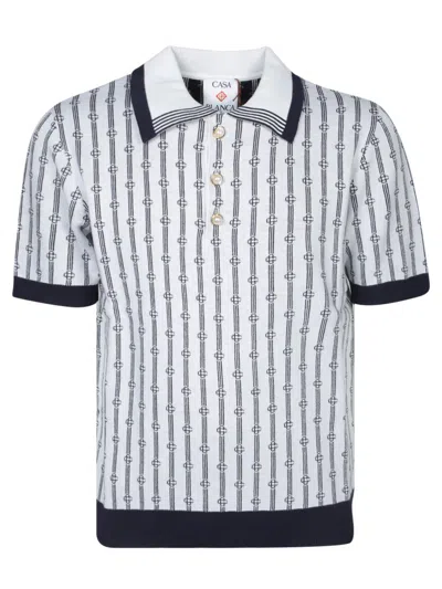CASABLANCA CASABLANCA POLO SHIRT WITH NAVY COLLAR