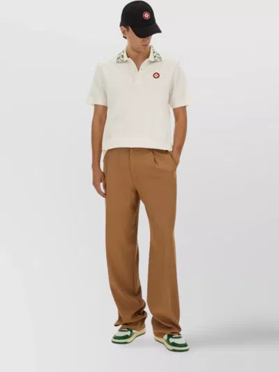 CASABLANCA POLO SHIRT WITH SHORT SLEEVES AND EMBROIDERED COLLAR