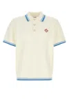 Casablanca White Shirt With Classic Collar And Chest Logo Patch In Cotton Man In White