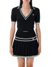 Casablanca Viscose V-neck Polo Shirt In Black