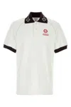 Casablanca Piquet Polo Shirt With Short Sleeves And Ribbed Cuffs In White