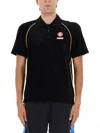 Casablanca Ribbed Collar Corduroy Polo Shirt With Short Sleeves In Black