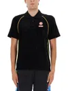 Casablanca Ribbed Collar Corduroy Polo Shirt With Short Sleeves In Black