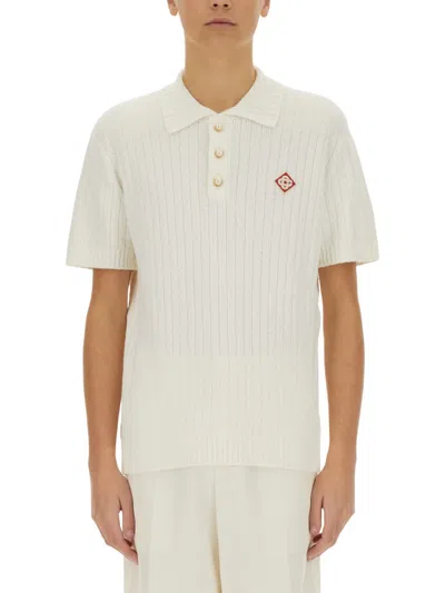 Casablanca Polo With Logo In White
