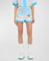 Casablanca Silk Shorts With Graphic Print And Side Pockets In Multi