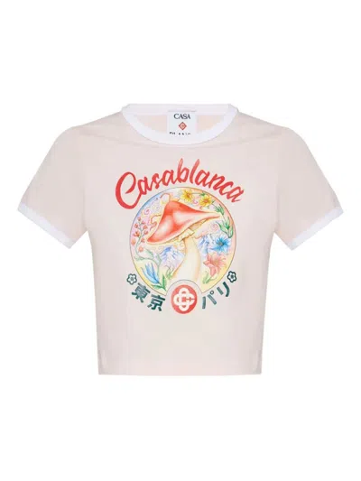 Casablanca "mushroom Emblem" T-shirt In Pink