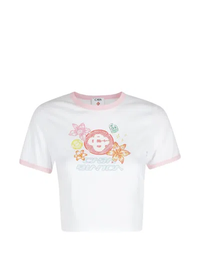 Casablanca Printed Cropped T-shirt In White
