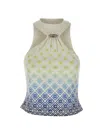 Casablanca Printed Draped Monogram Draped Top In Multi