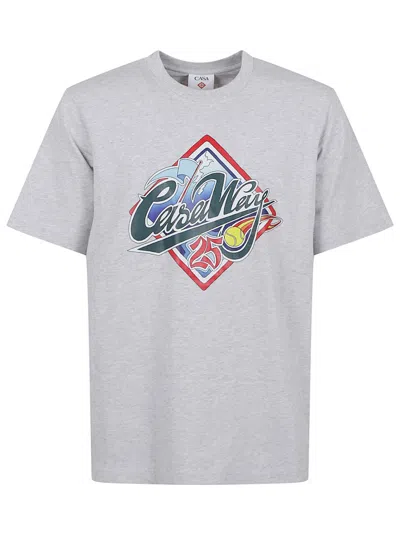 CASABLANCA CASABLANCA PRINTED GREY T-SHIRT WITH VIBRANT DESIGN BY CASABLANCA
