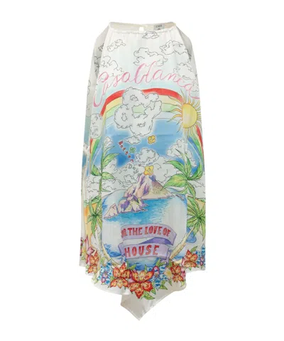 Casablanca Graphic-print Halterneck Dress In White