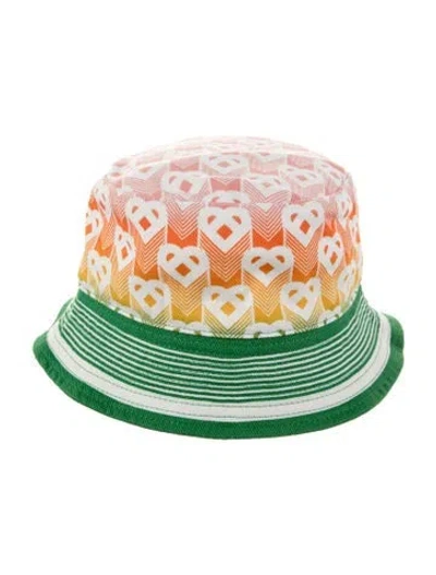 Pre-owned Casablanca Printed Heart Denim Bucket Hat W/tags In Green