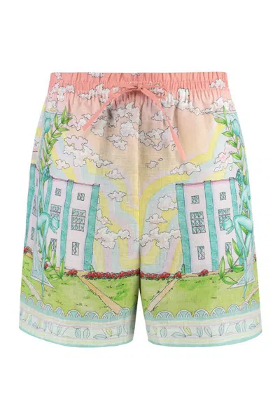 CASABLANCA CASABLANCA PRINTED LINEN SHORTS