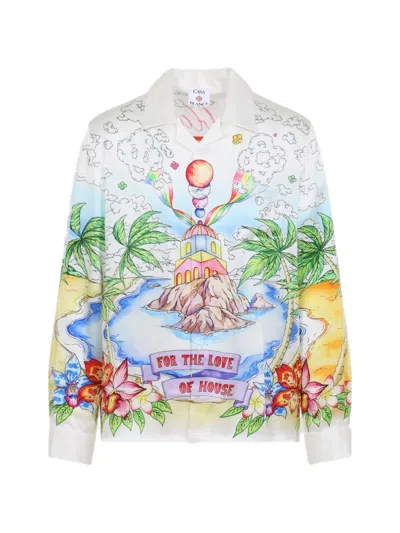 Casablanca Better Days Cuban-collar Printed Long-sleeve Shirt In Multi