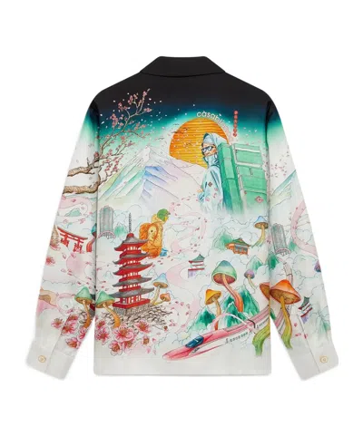Casablanca Printed Long-sleeved Shirt In White