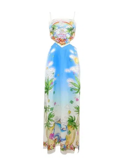 Casablanca Graphic-print Cut-out Maxi Dress In Multi