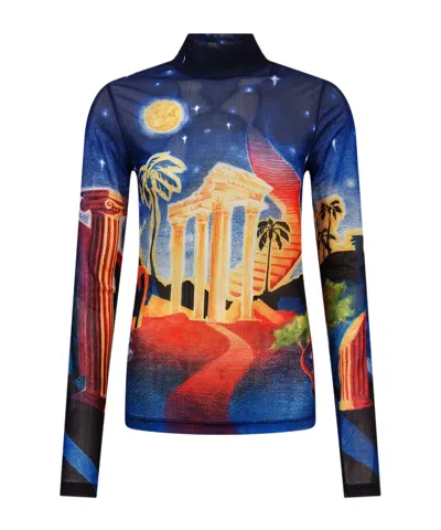 CASABLANCA CASABLANCA GRAPHIC PRINTED HIGH-NECK TOP