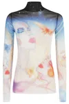 Casablanca Artistic Sleeve Print With Sheer High Neck In Multi