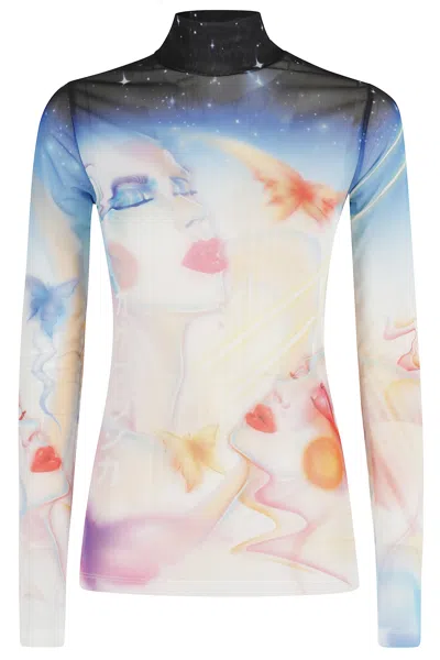 CASABLANCA PRINTED MESH TOP