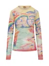 Casablanca Crewneck Mesh Top Graphic Print In Netures Teacher