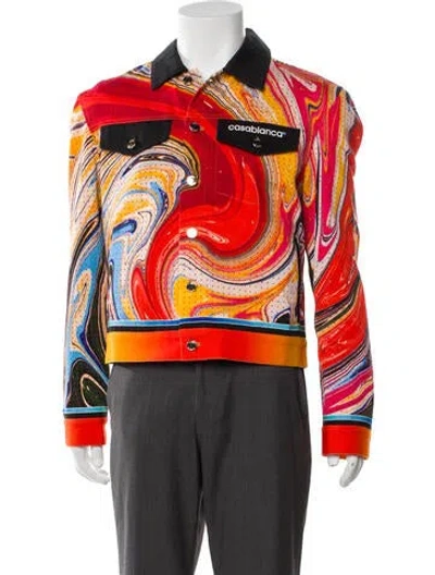 Pre-owned Casablanca Printed Moto Jacket In Red
